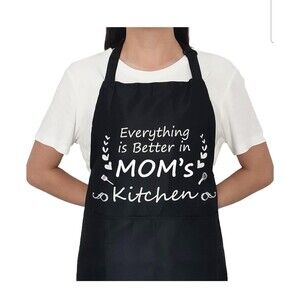 Everything is Better in Mom's Kitchen Black Apron - Gifts For Mom